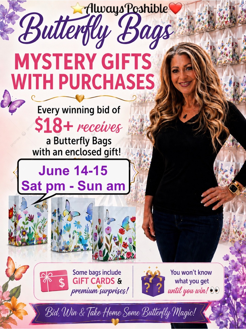 Unlisted Item by E: June 13-14, Butterfly Bags of Gifts (gift cards & MORE!) 🦋🎁